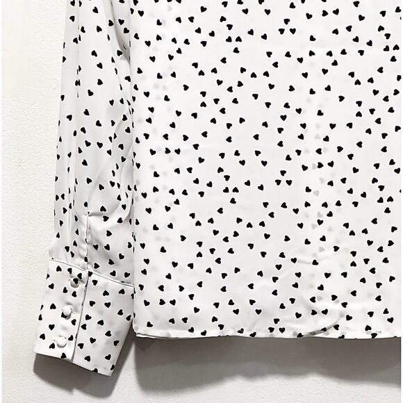 NWT: Jones New York - Women's High Neck, Semi-Sheer, Heart-Print Blouse (size S) - Picture 3 of 4